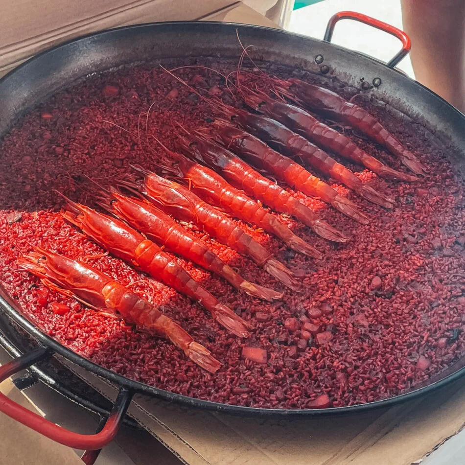 Paella served on board during a private sailing day in Ibiza and Formentera